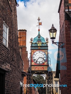 Victorian City Clock In Chester Stock Photo