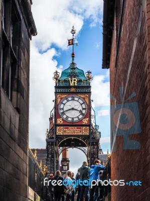 Victorian City Clock In Chester Stock Photo