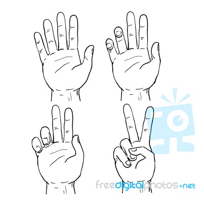 Victory Or Peace Hand Sign Drawing Stock Image