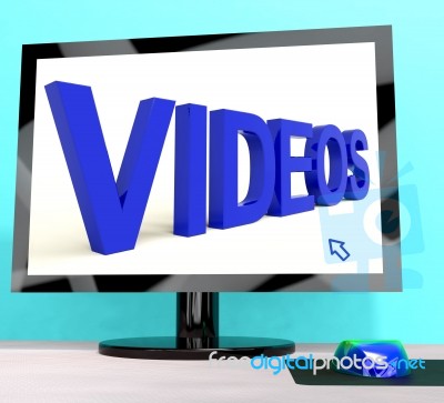 Videos Word On Computer Showing Dvd Or Multimedia Stock Image