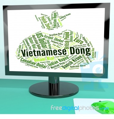 Vietnamese Dong Means Foreign Exchange And Banknotes Stock Image