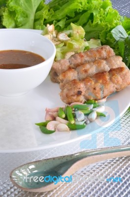 Vietnamese Meatball Wraps Stock Photo