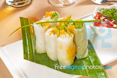 Vietnamese Style Summer Rolls Stock Photo