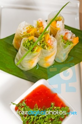 Vietnamese Style Summer Rolls Stock Photo