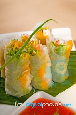 Vietnamese Style Summer Rolls Stock Photo