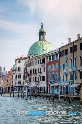 View Along One Of Venice's Canals Stock Photo