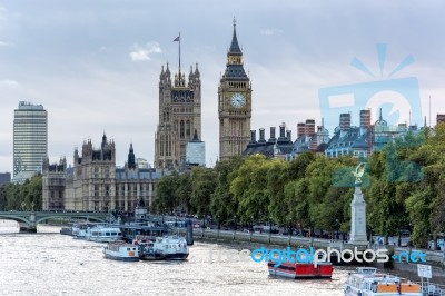 View Along The River Thames Stock Photo