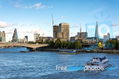 View Along The River Thames Stock Photo