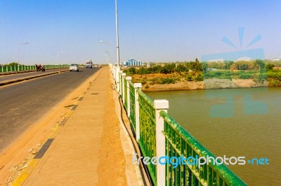 View At Blue Nile River From The Bridge In Wad Madani Stock Photo