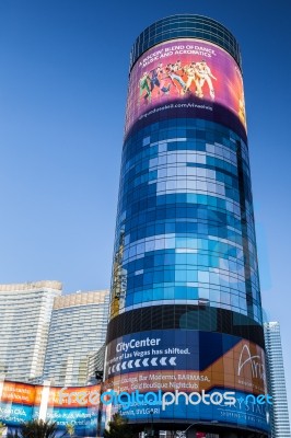 View At Sunrise Of A Building In Las Vegas Stock Photo