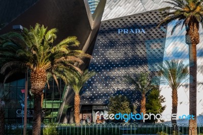 View At Sunrise Of The Prada Store In Las Vegas Stock Photo