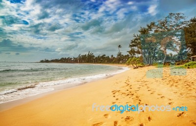 View At The Beach On Kauai Island Of Hawaii Stock Photo