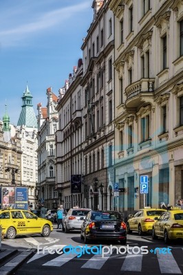 View Down Maiselova Street In Prague Stock Photo