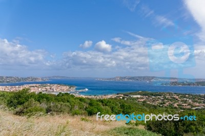 View Down To Palau In Sardinia Stock Photo