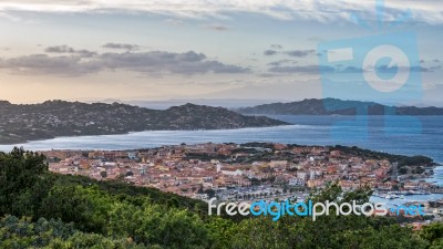 View Down To Palau In Sardinia Stock Photo