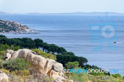 View Down To The Yacht Club At Porto Rafael In Sardinia Stock Photo