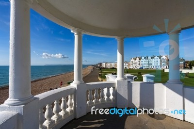 View From A Colonnade In The Grounds Of The De La Warr Pavilion Stock Photo