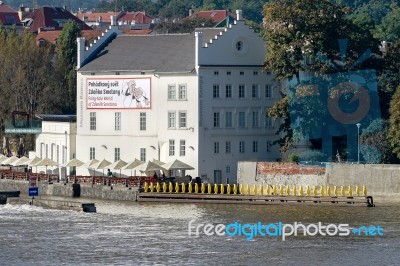 View From Charles Bridge Towards Museum Kampa In Prague Stock Photo