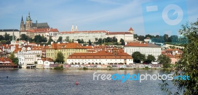 View From Charles Bridge Towards The Castle Area In Prague Stock Photo