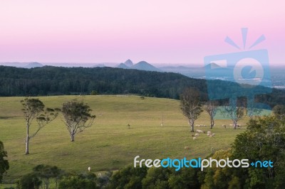 View From Dahmongah Lookout In Mount Mee Stock Photo