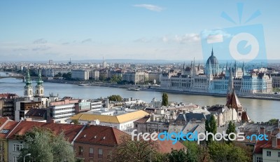 View From Fishermans Bastion Budapest Stock Photo