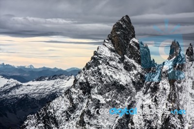 View From Monte Bianco (mont Blanc) Valle D'aosta Italy Stock Photo