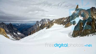 View From Monte Bianco (mont Blanc) Valle D'aosta Italy Stock Photo