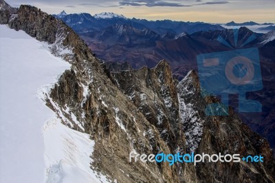 View From Monte Bianco (mont Blanc) Valle D'aosta Italy Stock Photo