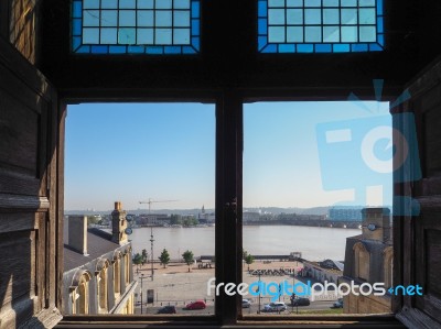 View From Porte Cailhau (palace Gate) In Bordeaux Stock Photo