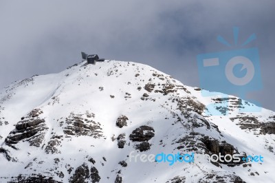 View From Sass Pordoi In The Upper Part Of Val Di Fassa Stock Photo