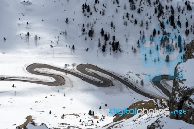 View From Sass Pordoi In The Upper Part Of Val Di Fassa Stock Photo