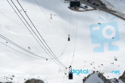 View From Sass Pordoi In The Upper Part Of Val Di Fassa Stock Photo