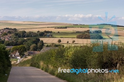 View From Seaford Head Looking Inland Stock Photo