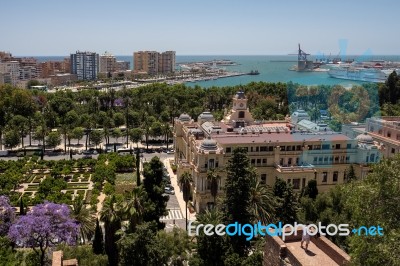 View From The Alcazaba Fort And Palace In Malaga Stock Photo