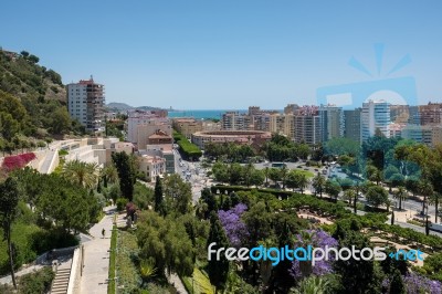 View From The Alcazaba Fort And Palace In Malaga Stock Photo