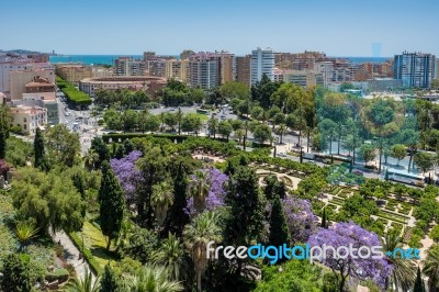 View From The Alcazaba Fort And Palace In Malaga Stock Photo