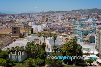 View From The Alcazaba Fort And Palace In Malaga Stock Photo