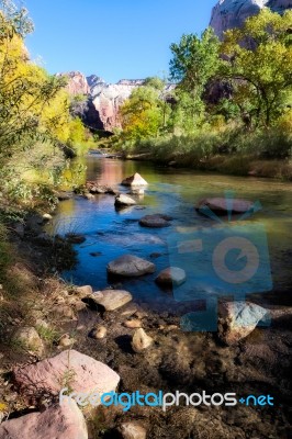 View From The Bank Of The Virgin River Stock Photo