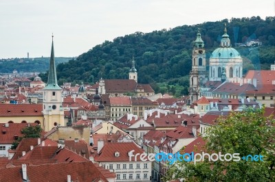 View From The Castle Entrance Towards Prague Stock Photo