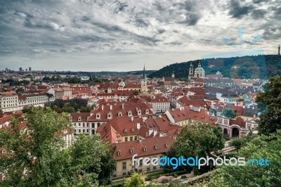 View From The Castle Entrance Towards Prague Stock Photo