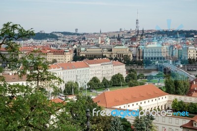 View From The Castle Entrance Towards Prague Stock Photo