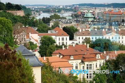 View From The Castle Entrance Towards Prague Stock Photo