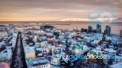 View From The Hallgrimskirkja Church In Reykjavik Stock Photo