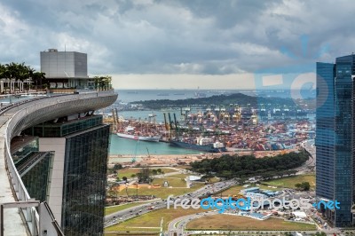 View From The Observation Deck Of The Skypark Hotel Singapore Stock Photo