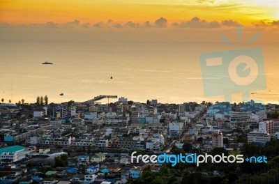 View Hua Hin City At Sunrise Stock Photo