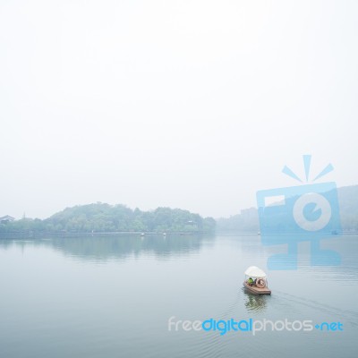 View In The Mist Of Xihu Stock Photo