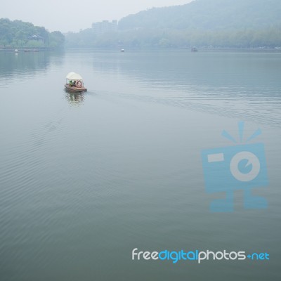 View In The Mist Of Xihu Stock Photo