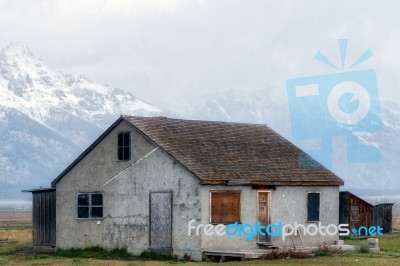 View Of A Derelict House At Mormon Row Near Jackson Wyoming Stock Photo