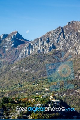 View Of A Small Community Opposite Lecco In Italy Stock Photo