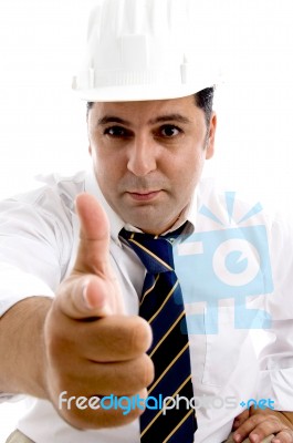 View Of Architect Pointing Stock Photo